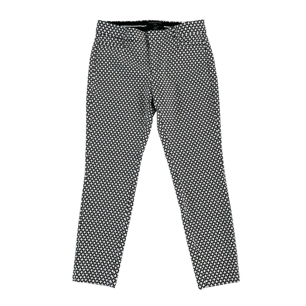 Banana Republic Sloan Crop Pants Womens 0 Black Geometric 28x25 Mid Rise Stretch